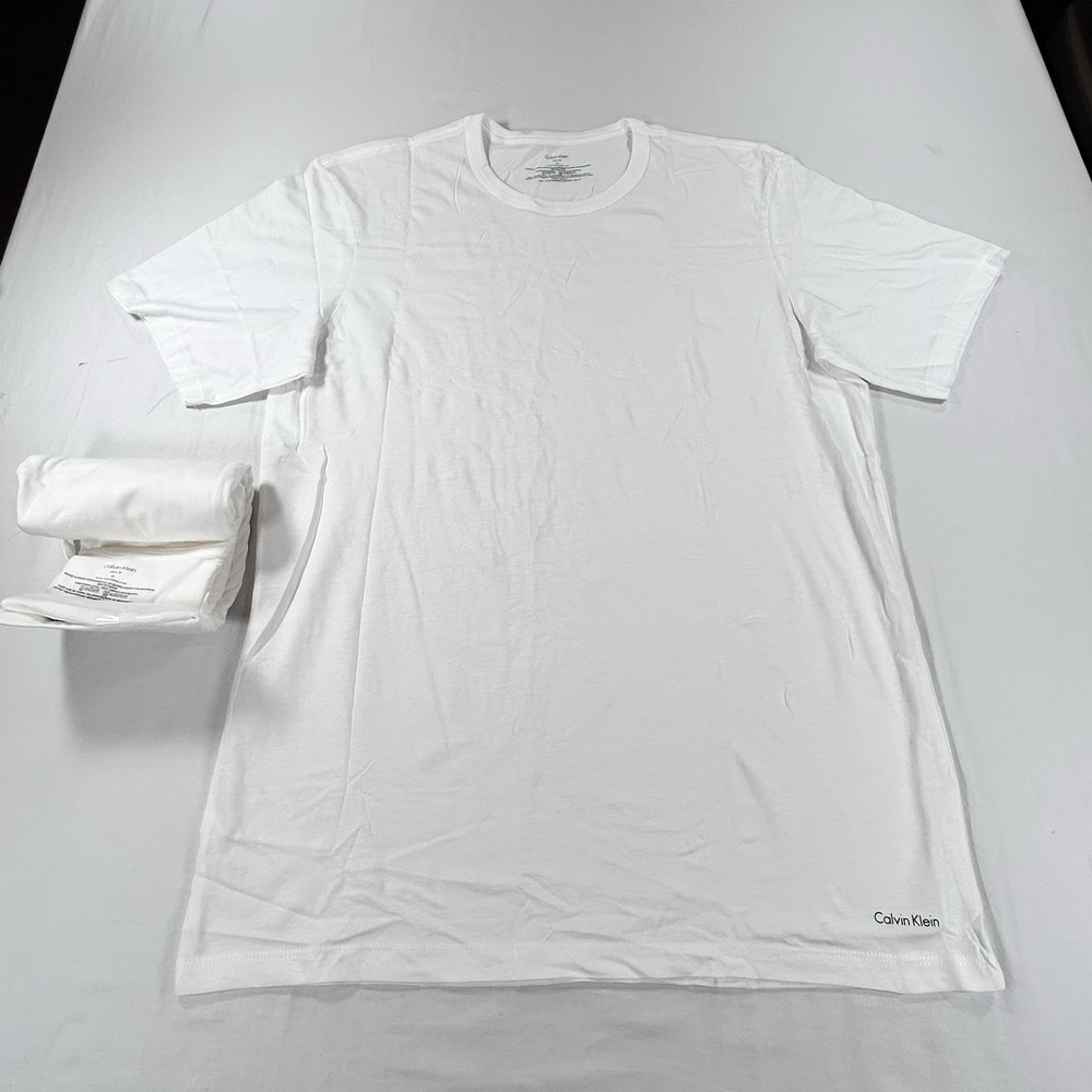 NEW Calvin Klein Men's Cotton M Classic 2 Pack Slim Fit Crew Neck T-Shirts Work